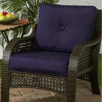 Navy Blue Out Door Chair Deep Seat Back Cushion Pad Set Patio Furniture Durable - Image 1 of 4
