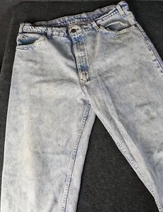 Jeans Levi’s 550 lavaggio acido arancione linguetta denim blu uomo 38 x 32 USA pantaloni Levis - Foto 1 di 12
