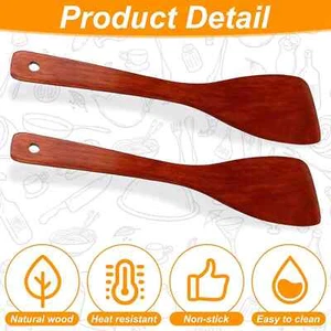 Wooden Cooking Spatula Set, 12.8-Inch Non-Stick Kitchen Utensils, 2 Pcs - Picture 1 of 8