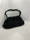 Vintage Purse Beaded With Plastic Handles Goth Witch Cocktail Festival 