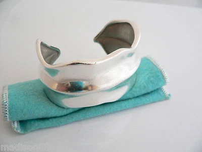 Tiffany & Co Silver Wide Nature Leaf Cuff Bangle Bracelet Rare Gift Pouch - Image 1 of 4