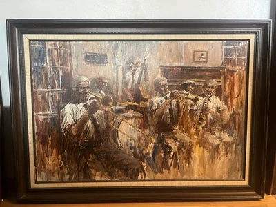 New Orleans' Preservation Hall Jazz Oil Painting Signed Charlie Thomas Ward 1980 - Image 1 of 4