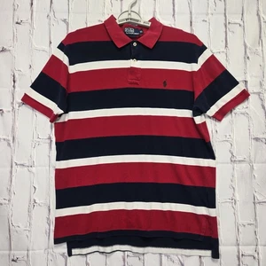 Camisa Polo Ralph Lauren Para Hombre XL Vintage Rayas 1/4 Botón Rojo Blanco Azul EE. UU. - Imagen 1 de 6