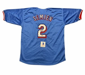 Marcus Semien Signed Jersey Texas Rangers Autographed Auto Champs Beckett  - Picture 1 of 2
