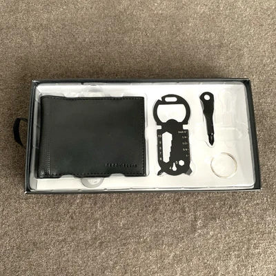 Perry Ellis Portfolio Men's Bi-Fold Wallet & Keychain Tools Black Faux Leather - Image 1 of 4