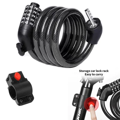 Bike Lock Security Cable Lock 5 Digit Password Bike Lock Heavy Duty Anti-Theft - Image 1 of 4