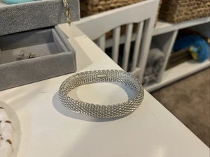 Tiffany & Co Somerset Bracelet Mesh Weave Flexible Bangle 925 Sterling Silver - Picture 1 of 2