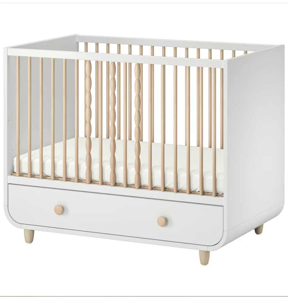 MYLLRA Babybett mit Schubfach, weiß, 70x140 cm - Bild 1 von 4