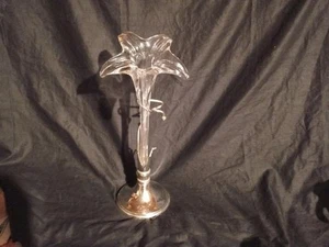 VINTAGE EINZELNE GLAS BLUMENLILIE? HOHER METALLHALTER EPERGNE - Bild 1 von 1