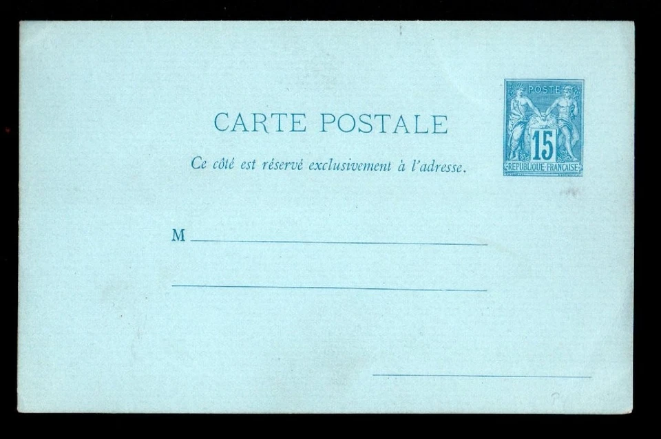 T C11 - Carte Type Sage 15 ct bleu 3 lignes pour l'adresse - Photo 1/1