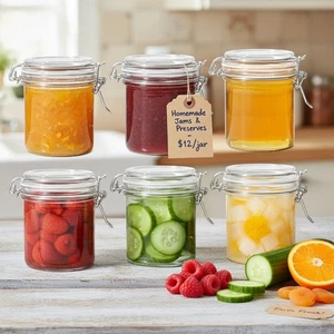 Set 6 barattoli in vetro per alimenti 8 oz contenitori ermetici per miele marmellata di spezie - Foto 1 di 10