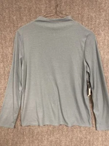 Worthington Shirt Womens XL Blue Top Blouse Stretch Mock Neck Long Sleeve - Picture 1 of 10