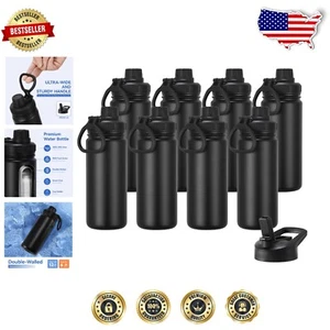 16 oz Kids Stainless Steel Water Bottle - Leakproof Insulated Design (Black) - Picture 1 of 8