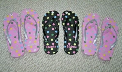 NUEVAS CHANCLAS MUJER ROSA O NEGRO ESTAMPADO LUNARES TALLA 7-8 *ENVÍO GRATUITO Foto 1 de 4