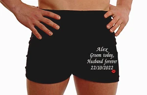 Personalised Boxer Shorts Wedding day mens groom lips husband forever gift love - Picture 1 of 7