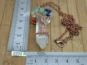 Pendentif 7 CHAKRAS arbre de vie sur POINTE DE CRISTAL XL + CORDON reglable - Picture 1 of 6