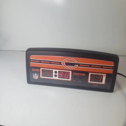 NFL Football Chicago Bears Scoreboard Alarm Clock w/ Music & Temperature 8x3.5" Cover