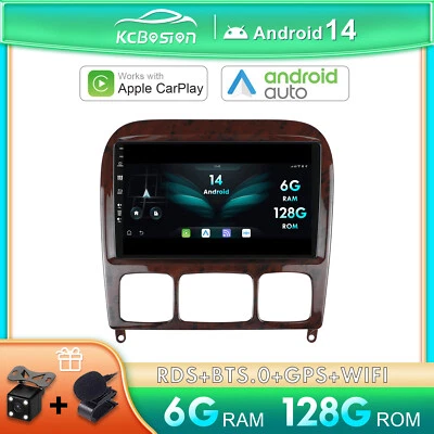 6G+128GB Android 14 Autoradio Carplay Per Mercedes Benz S Class W220 1998-2005 - Immagine 1 di 4
