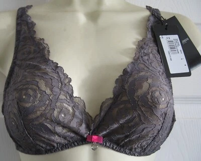 Emporio Armani Ropa Interior Floral Encaje Elastizado Triángulo Bralette, Gris Nuevo con Etiquetas Talla M Foto 1 de 4