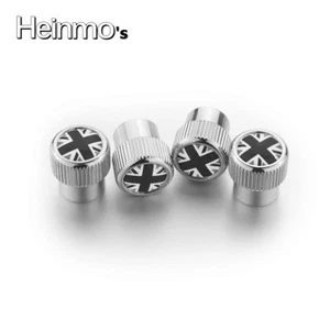 Grey Union Jack Chrome Valve Stem Caps für MINI Cooper S R50 R52 R53 R56 F57 F55 - Picture 1 of 2