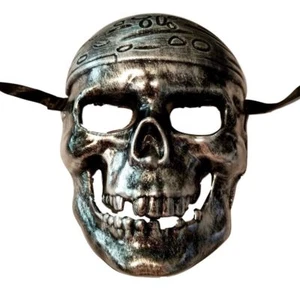 Pirate Skull Silver Buccaneer Pirates of the Caribbean Mask Halloween - Picture 1 of 2