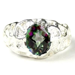 Anillo pepita de plata esterlina 925 para hombre, topacio de fuego místico, SR168 - Imagen 1 de 5