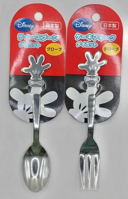 Disney Mickey Mouse Cuchara de té de mano Tenedor de pastel de mano Niños Hecho en Japón Kawaii Foto 1 de 4