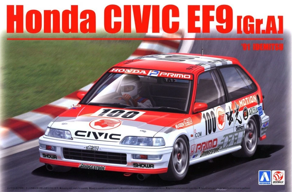 Beemax 1/24 24018 Honda Civic EF9 Gr.A '91 Idemitsu Model Kit - Immagine 1 di 1