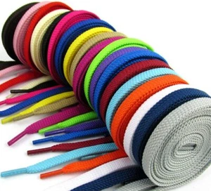 Flat Shoe Laces Coloured Shoelaces Football Boots Trainer Shoes Multiple lengths - Picture 1 of 34