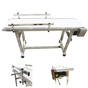 110V PU Belt Conveyor Machine Food Grade Conveyor Speed Adjust 53"L*11.8"W 60W - Picture 1 of 23