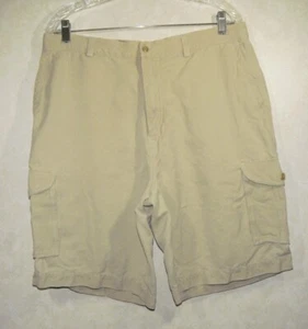 Tommy Bahama Pantalones Cortos Carga Hombre 36 Beige Seda Bolsillos Frontales Planos - Imagen 1 de 10