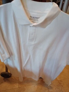 Austin Clothing Co. Polo Button Collar Adult Large 100% Cotton Pullover White - Picture 1 of 5
