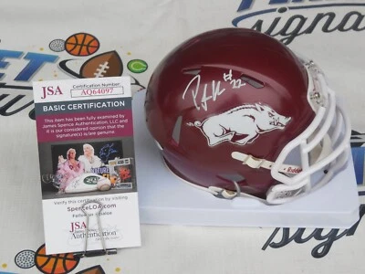 Peyton Hillis signed Arkansas UA Razorbacks mini helmet JSA COA Browns Broncos - Image 1 of 2