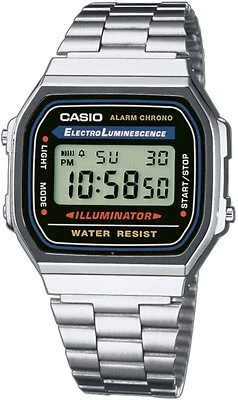 Мужские кварцевые часы-хронограф Casio A168W-1 с подсветкой будильник 36 мм - Изображение 1 из 3