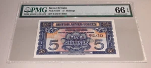 PMG Great Britain 5 Shillings Banknote pM27 Gem UNC 66 - Picture 1 of 9