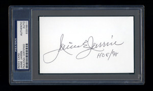 JAIME JARRIN SIGNED INDEX CARD MINT PSA/DNA SLABBED AUTOGRAPHED HOF LA DODGERS