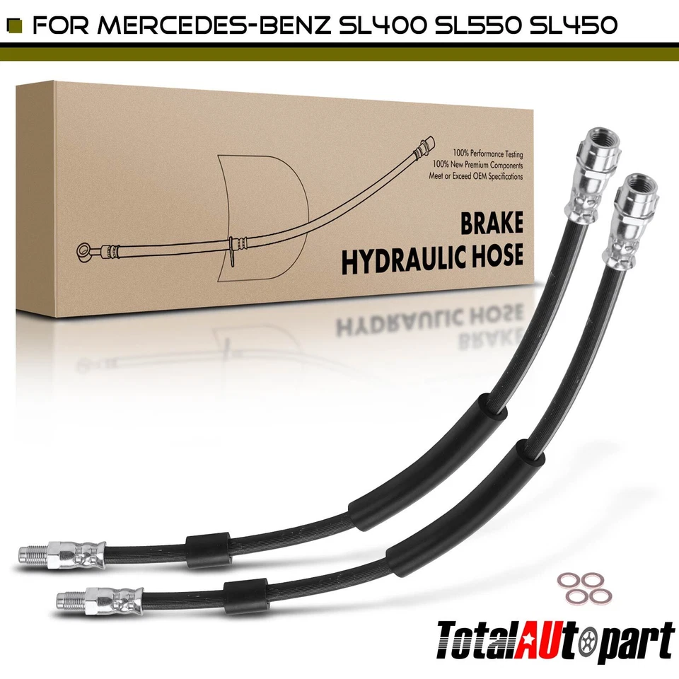 2x Manguera hidráulica de freno para Mercedes-Benz SL400 15-16 SL450 SL550 delantera izquierda y derecha Foto 1 de 4