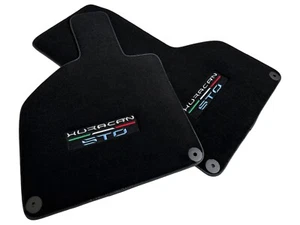 Floor Mats For Lamborghini Huracan STO 2014-2022 Black Tailored Light Blue Sew - Picture 1 of 13