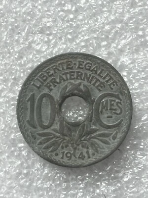 1941 France 10 Centimes Coin--War Time - See Photos - Image 1 of 2