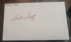 DICK DIETZ SIGNED 3"X5" INDEX CARD BASEBALL GIANTS DODGERS AUTOGRAPH - Picture 1 of 1