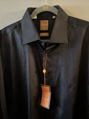 NWT TIGLIO ITALY MEN FASHIONABLE FRENCH CUFF SHIRT BLACK. SIZE 18 34/35 F8 - Image 1 of 4