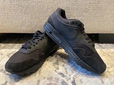 Nike Air Max 1 Negro Malla “Triple Negro” ZAPATOS DEPORTIVOS MUJER TALLA 10 EE. UU. Foto 1 de 4