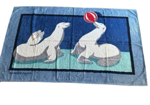 HERMES Paris Cotton Beach Towel Bath Mat Towel sea lion blue 90 x 150 cm - Picture 1 of 4