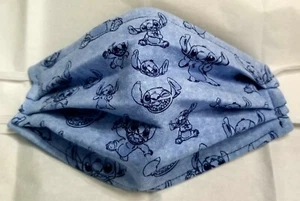 Lilo and Stitch "Stitch" Inspired Face Mask Blue ADJUSTABLE, CAN ADD LAYERS - Picture 1 of 5
