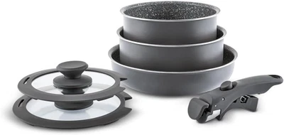 Set Di Padelle in Granito, Antiaderenti, Con Coperchio in Vetro, 6 Pezzi, Utensi - Immagine 1 di 4