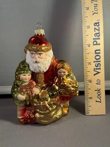 VTG Santa with Gifts & Children Ornament - Picture 1 of 2