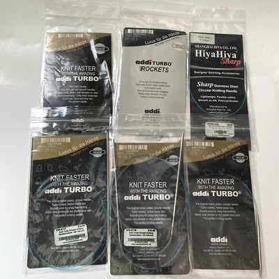 Agujas de tejer circulares Skacel Addi Turbo varios tamaños + Hiya Hiya ~ Lote de 6 Foto 1 de 4