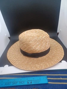 Falta de Color The Spencer Boater Sombrero Paja Natural Ala Ancha Talla 7.5" - Imagen 1 de 11
