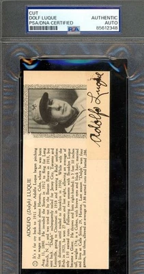 Adolfo Dolf Luque PSA DNA Signed 3x6 Index Card Cut Autograph - Image 1 of 2