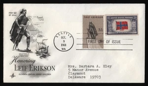 #1359 6c Leif Erikson-Combo, Kunsthandwerk H/C FDC *ALLE 5 = KOSTENLOSER VERSAND ** - Bild 1 von 1